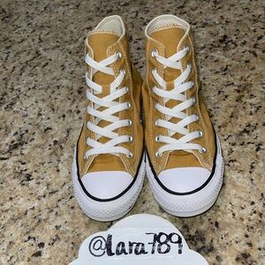 Converse High-Top Sneakers in Mustard and White